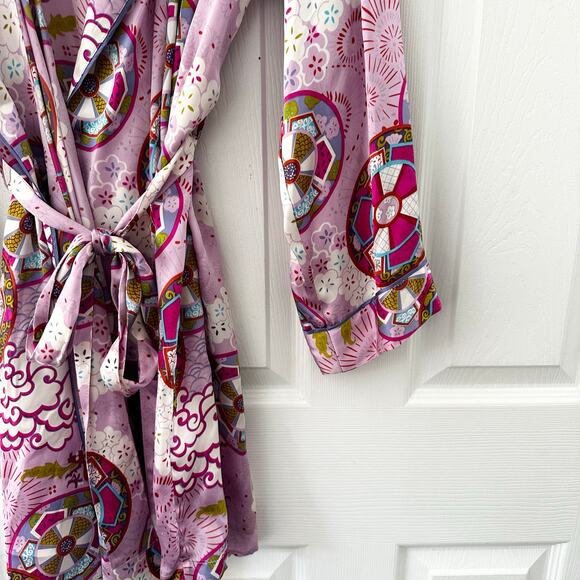 Nick & Nora Silk Purple Eastern Asian Inspired Dragon Chinese New Year Robe S/M - Picture 5 of 11